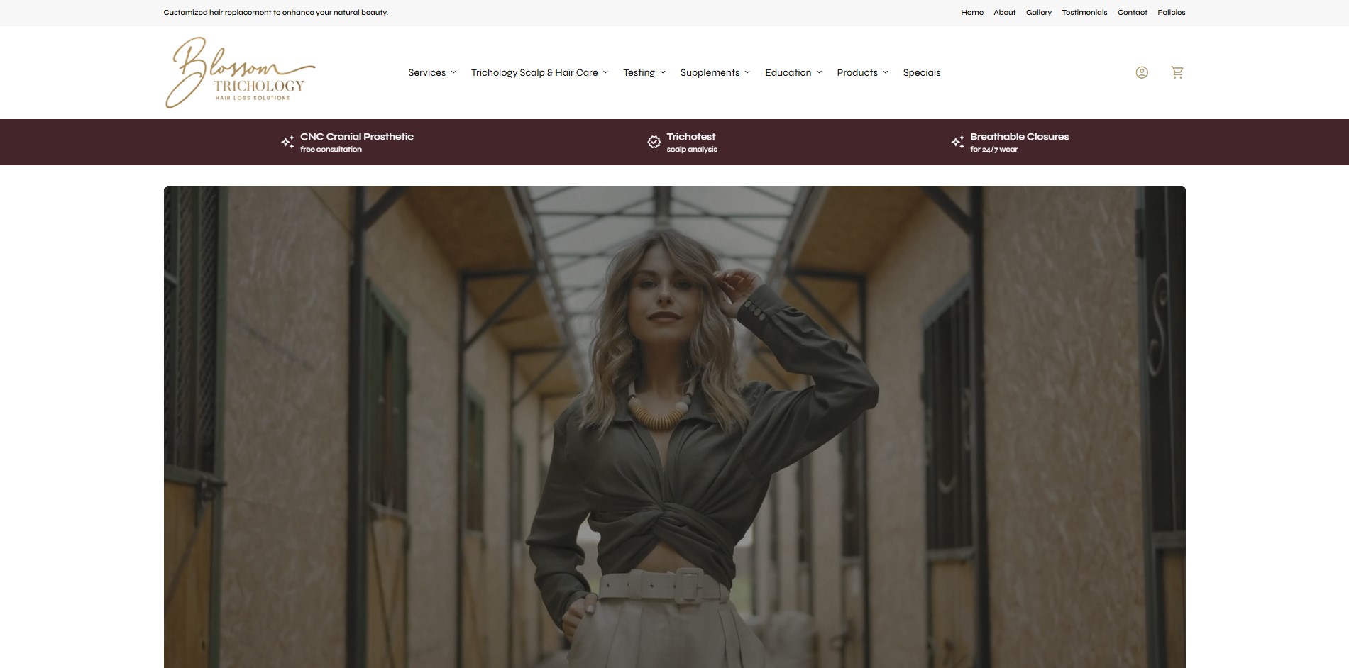 Blossom Trichology hair-loss solutions website homepage