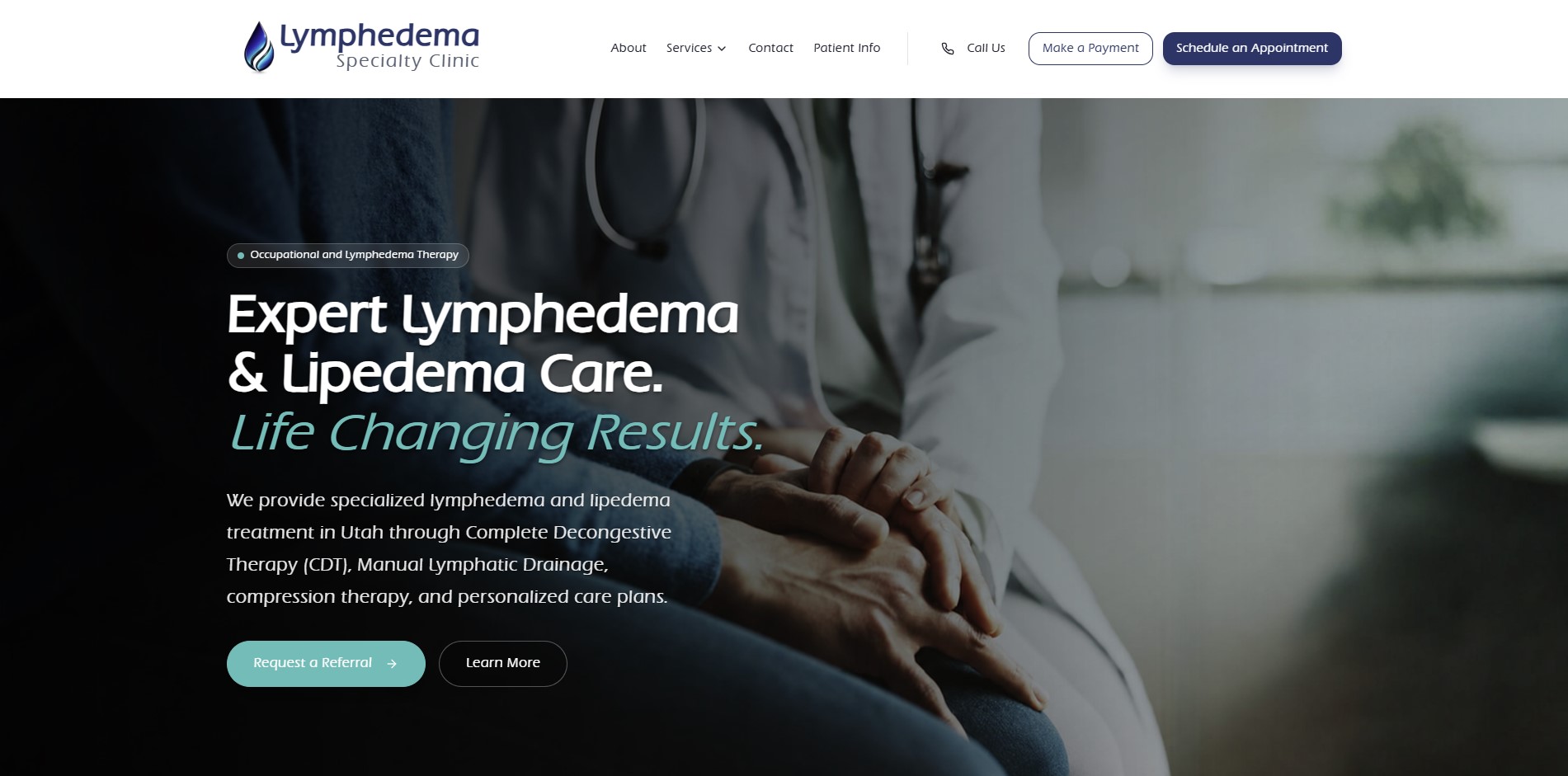 Lymphedema Specialty Clinic website homepage
