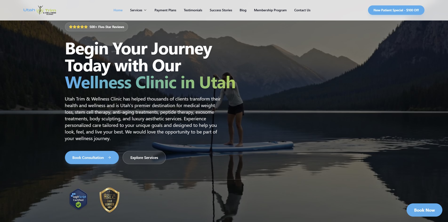 Utah Trim & Wellness Clinic website homepage
